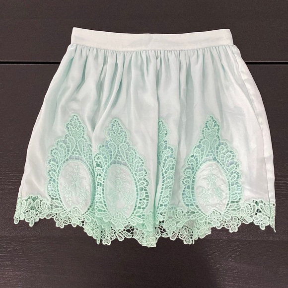 Tobi Teal Lace Mini Skirt - Small - Picture 1 of 10